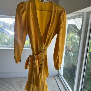 Maje Yellow Long Sleeve Dress